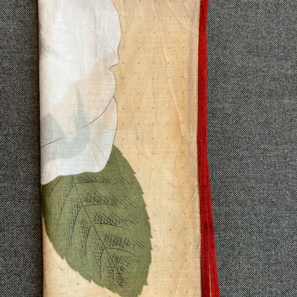 Set Of 2 Hanae Mori Black Multicolor Floral & Cream Tan Handkerchiefs/Bandana - Picture 5 of 15